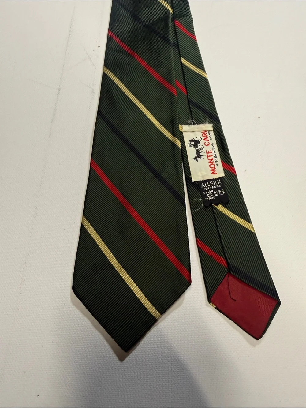 Men's Green Striped Silk Tie